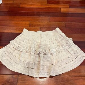 Cream Crochet Lace High Waisted Ruffle Mini Skirt
